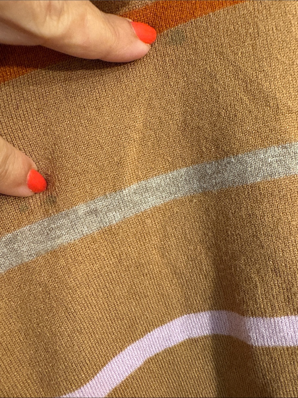 THML Tan Striped Ruffle-Shoulder Sweater - Picture 6 of 9